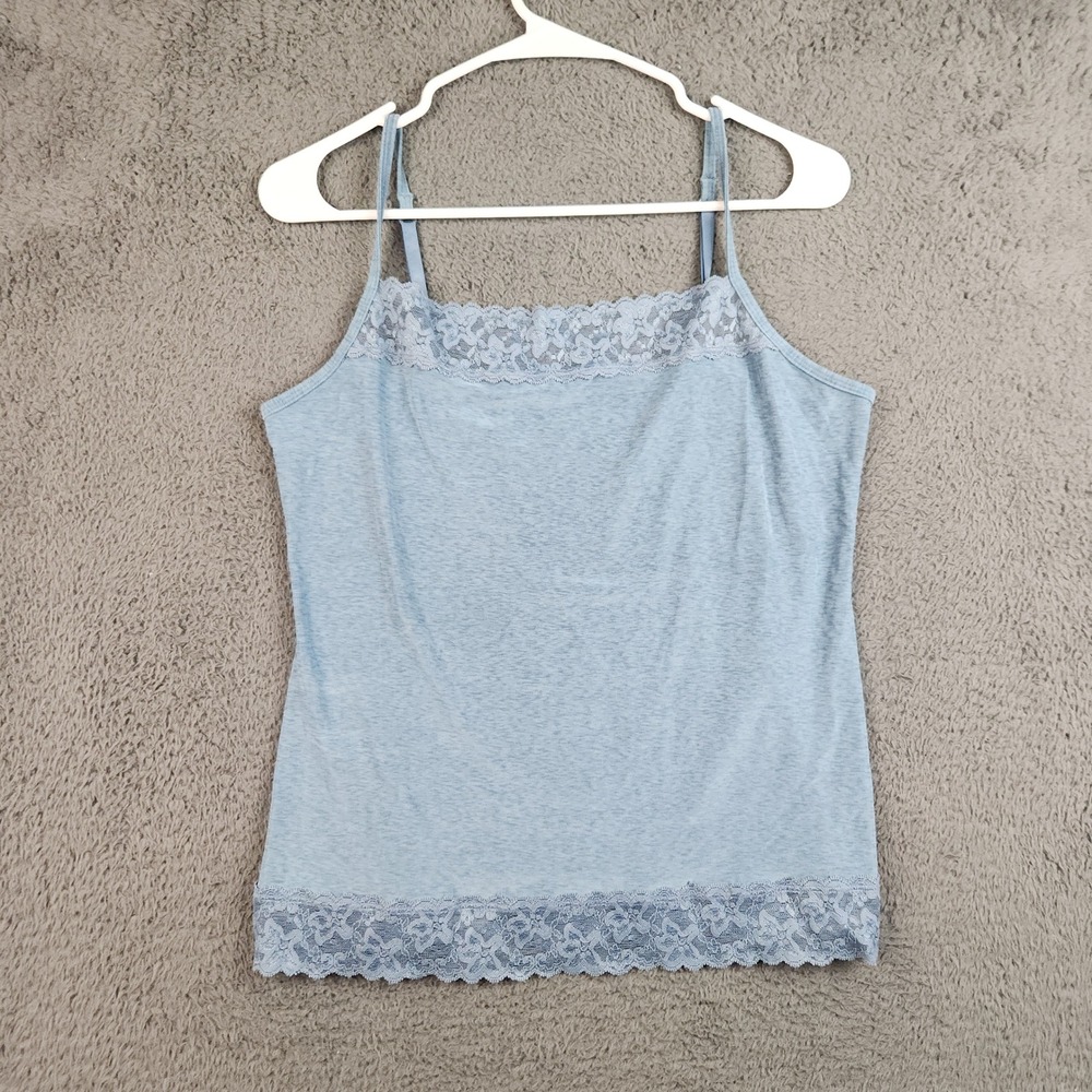 Y2K Lace Trim Layering Cami Tank Womens XL Whimsigoth Fairy Indie Coquette Blue